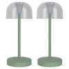 Näve Baladeuse-Lot de 2 lampes de table LED rechargeables 'Gomba' pour l'extérieur et l'intérieur, en métal et plastique menthe, hauteur 18,5 cm
