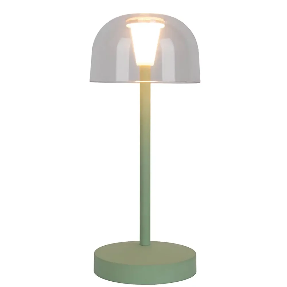 Näve Baladeuse-Lot de 2 lampes de table LED rechargeables 'Gomba' pour l'extérieur et l'intérieur, en métal et plastique menthe, hauteur 18,5 cm