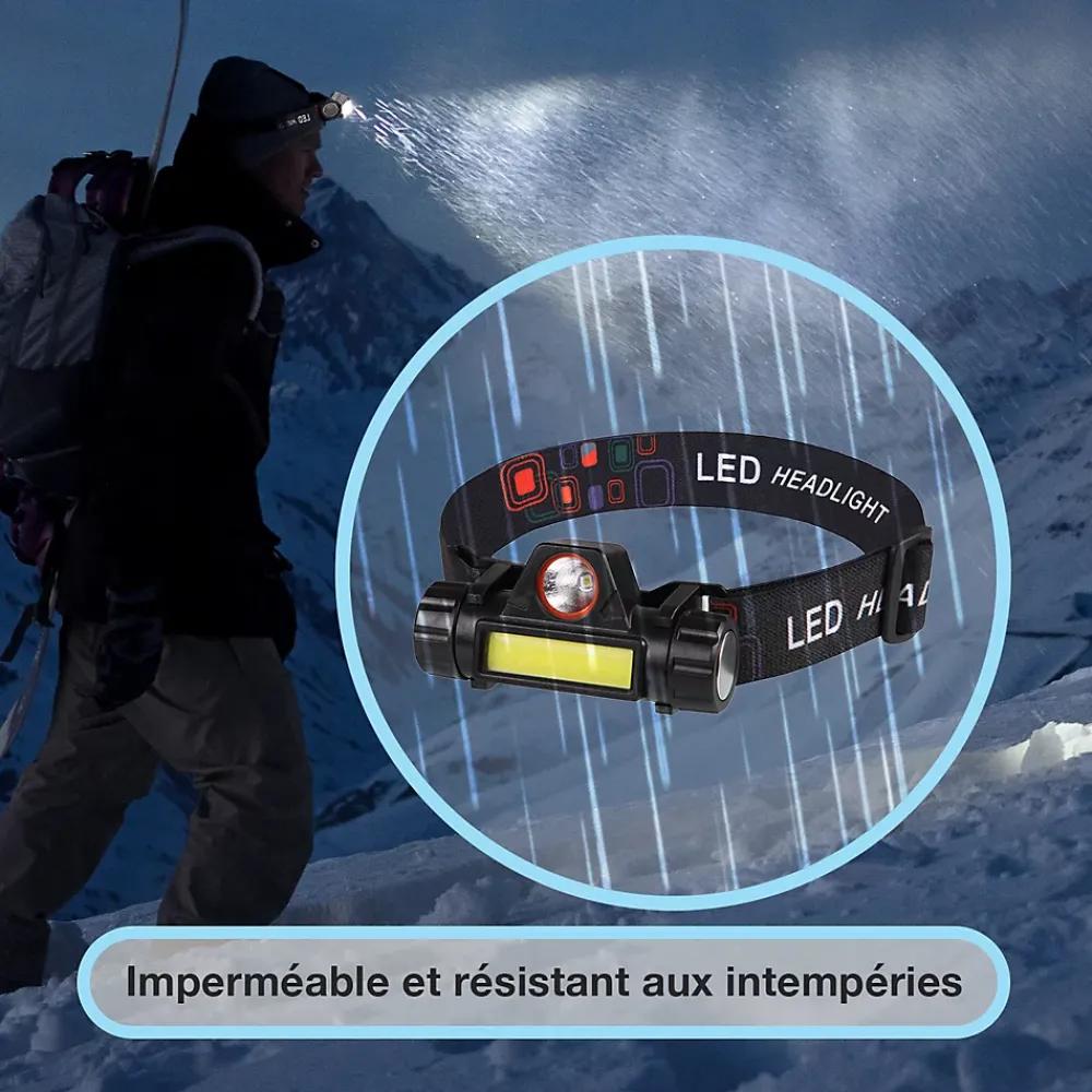 Moby Swift Lampe Frontale-Lot de 2 Lampes Frontales LED Waterproof Rechargeables USB - Réglables - Éclairage Puissant - Résistantes Pluie et Humidité - x2