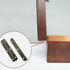 Deko Paumelle De Porte, Meuble Et Fenêtre-Lot de 10 mini charnières vintage en laiton pour meubles, tiroirs, portes, armoires, boîtes à bijoux, 65 x 15 mm, avec 60 vis