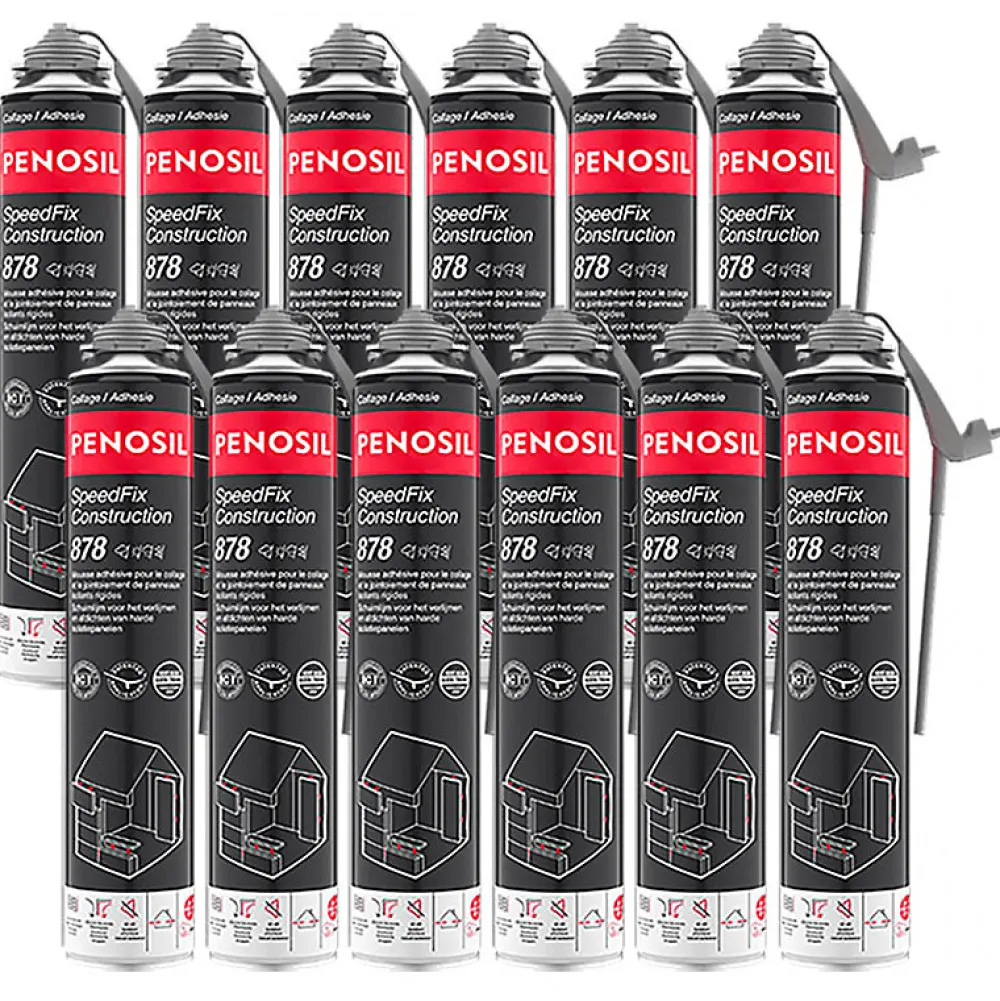 Penosil Lot de 12 Mousses colle universelle SpeedFix Construction 878 pistolable 690ml