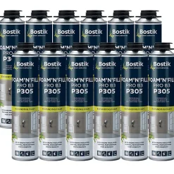 Bostik Mousse Expansive-Lot de 12 Mousses expansives PU pistolable P305 Foam'n'Fill Pro B3 750ml