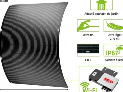Viva Green  Lot de 2 panneaux solaire plug and play flexible w "Urban center" Noir