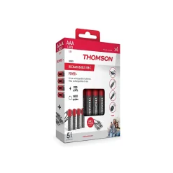 Thomson Lot de 4 Piles AAA - LR03 Li ion 1,5V rechargeables par USBC avec câble multi USB - 520302