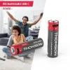 Thomson Pile Rechargeable-Lot de 4 Piles AA - LR06 Li-ion 1,5V rechargeables par USB-C avec câble multi USB - 520300
