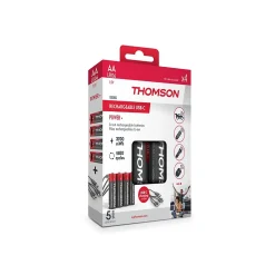 Thomson Pile Rechargeable-Lot de 4 Piles AA - LR06 Li-ion 1,5V rechargeables par USB-C avec câble multi USB - 520300