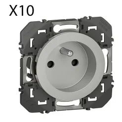 Legrand Lot De 10 Prises De Courant 2p+t À Puits Dooxie 16a Finition Alu