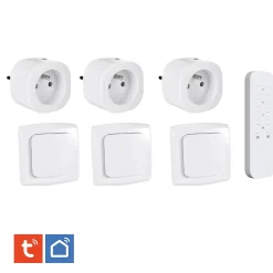 Kyf Lot de 3 Prises intérieures 3680W connectées Wifi + Radio fréquence+ 3 Interrupteurs ON/OFF + Télécommande Sans Fil
