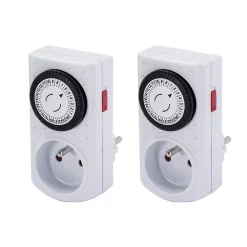 Chacon Prise Étanche-Lot de 2 programmateurs mécaniques 3500W -