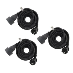 Zenitech Rallonge Électrique-Lot de 3 prolongateurs 16A HO5VV-F 3G1,5mm² - Noir 3m -