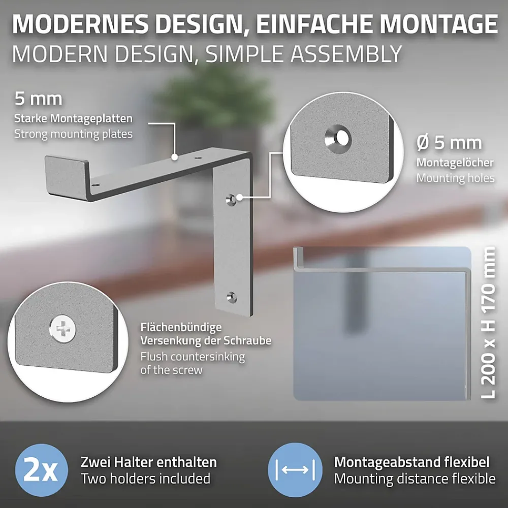 Ml-Design Equerre De Fixation-Lot de 4 équerre d'Etagere murale équerre fixation en métal gris