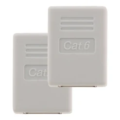 Zenitech Fiche Électrique-Lot de 2 raccords RJ45 F/F CAT6 - Blanc -