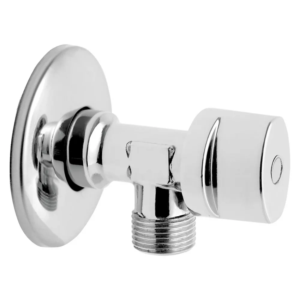 Monmobilierdesign Lot de 1 Robinet vanne d'angle chrome avec rosace 1/2" x 3/8"
