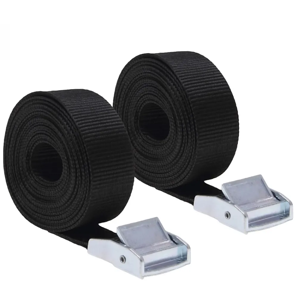 Linxor Lot de 2 sangles d'arrimage avec boucle - 25 mm x 5 m - Noir -