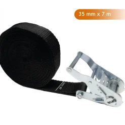 Linxor Lot de 2 sangles d'arrimage à cliquet - 35 mm x 7 m - Noir -