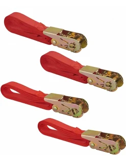 Thirard Sangle-Lot de 4 sangles de serrage, à cliquet, rouge (3mx2 et 5mx2) -