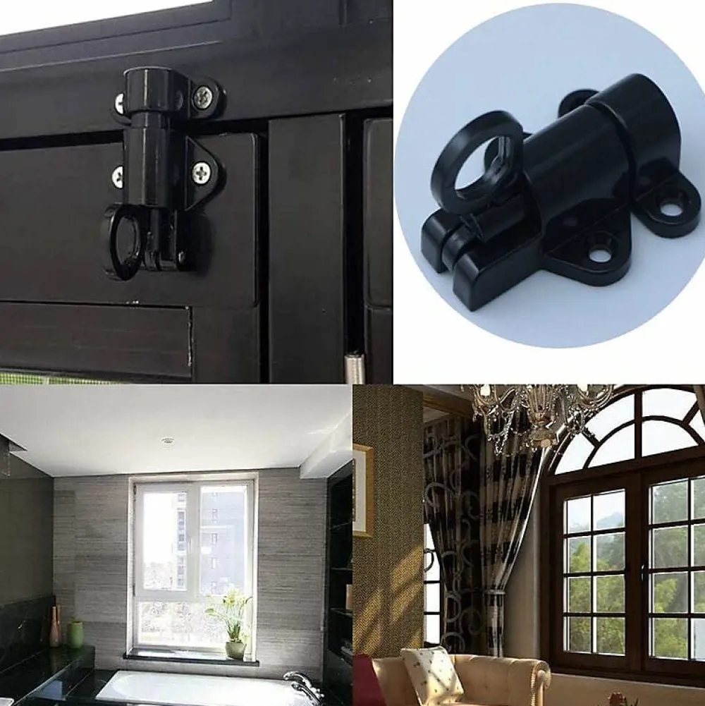 Deko Lot de 2 serrures de porte en aluminium, serrures de fenêtre, porte-fenêtre, anneau antivol, serrure de porte en aluminium