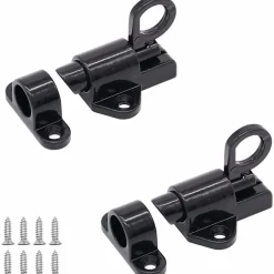 Deko Lot de 2 serrures de porte en aluminium, serrures de fenêtre, porte-fenêtre, anneau antivol, serrure de porte en aluminium