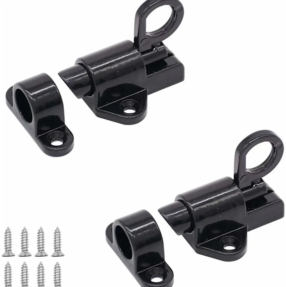Deko Lot de 2 serrures de porte en aluminium, serrures de fenêtre, porte-fenêtre, anneau antivol, serrure de porte en aluminium