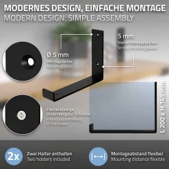 Ml-Design Lot de 2 support d'Etagere murale équerre fixation en métal noir
