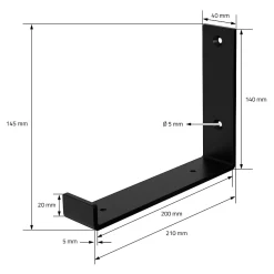 Ml-Design Lot de 2 support d'Etagere murale équerre fixation en métal noir