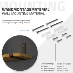 Ml-Design Equerre De Fixation-Lot de 4 support d'Etagere murale équerre fixation en métal noir