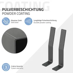 Ml-Design Equerre De Fixation-Lot de 2 supports de dossier en acier gris à visser pour siège lit 345x90x50 mm