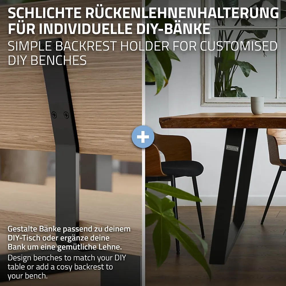 Ml-Design Lot de 2 supports de dossier en acier à visser pour siège banc lit 345x90x50 mm