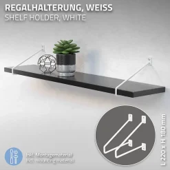 Ml-Design Equerre De Fixation-Lot de 2 supports d'Etagere murale console décorative en acier