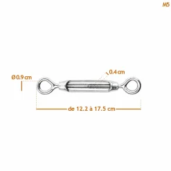Linxor Lot de 5 tendeurs de fil réglables en acier inoxydable - Double oeillets - M5 -