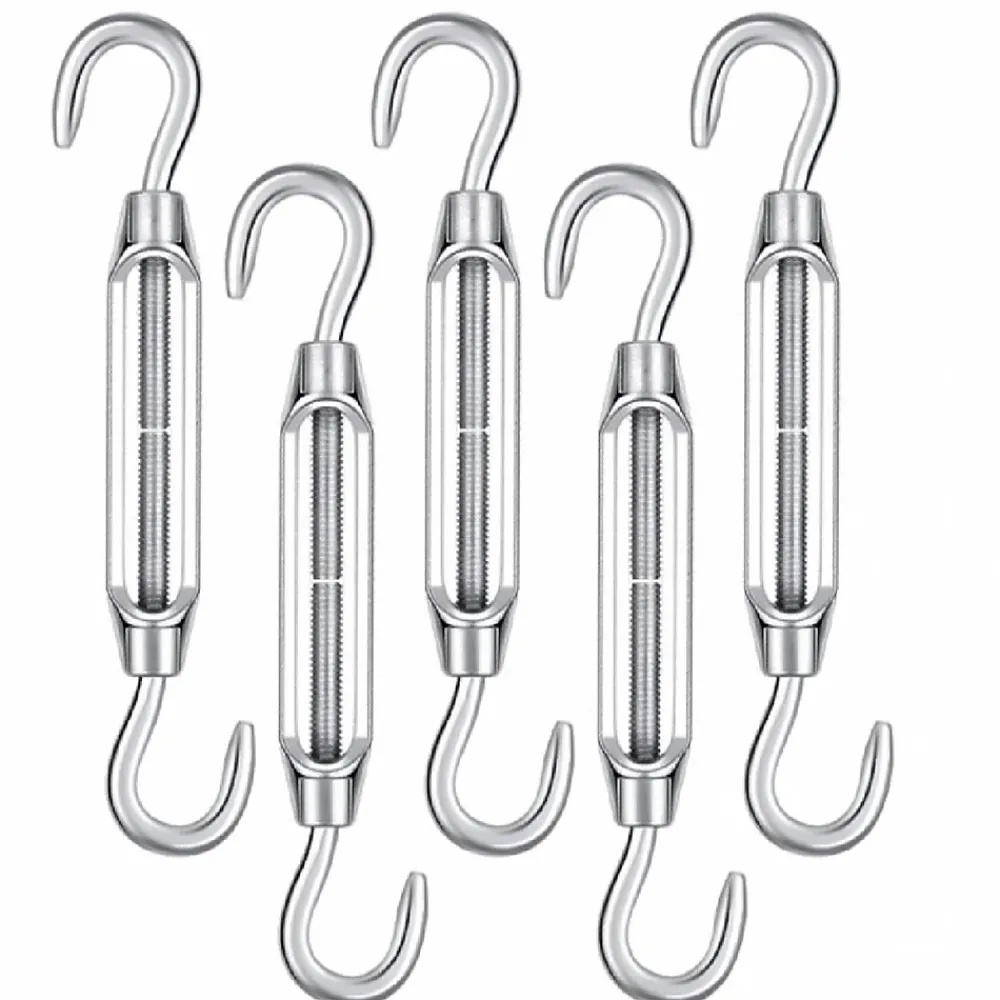 Linxor Lot de 5 tendeurs de fil réglables en acier inoxydable - Double crochets - M5 -