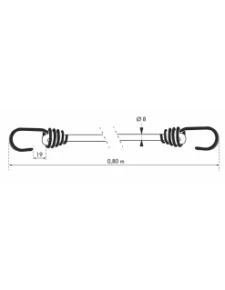 Thirard Lot de 2 tendeurs en caoutchouc à crochets, 8mmx80cm, bleu -