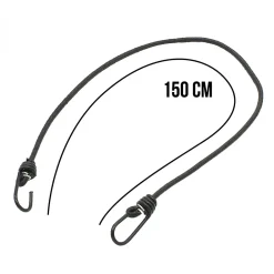 Linxor Lot de 10 tendeurs sandows élastiques avec 2 crochets - 150 cm - Noir -