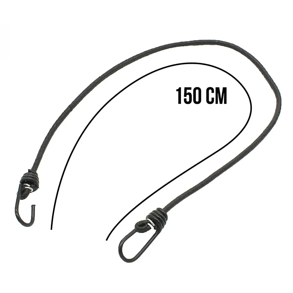 Linxor Lot de 10 tendeurs sandows élastiques avec 2 crochets - 150 cm - Noir -
