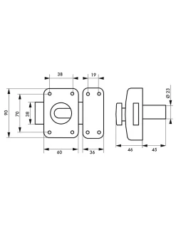 Thirard Verrou De Porte-Lot de 2 verrous à bouton Apache pour porte d'entrée, cylindre 45mm, acier, 3 clés/verrou, époxy or -