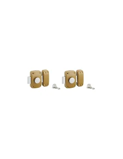 SP Lot de 2 verrous à bouton, cylindre diamètre 23 x 45 mm, s'entrouvrant, 3 clés/verr. -