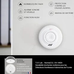 Kyf Détecteur De Fumée|Détecteur De Fumée-Lot de 2x Détecteur de fumée CE Pile 10 ans scellée connecté Wifi