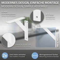 Ml-Design Equerre De Fixation-Lot 2 Equerres d'Etagere suspendue support mural en aluminium