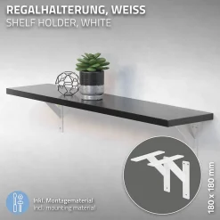 Ml-Design Equerre De Fixation-Lot 2 Equerres d'Etagere suspendue support mural en aluminium