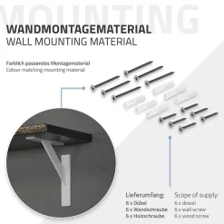 Ml-Design Equerre De Fixation-Lot 2 Equerres d'Etagere suspendue support mural en aluminium