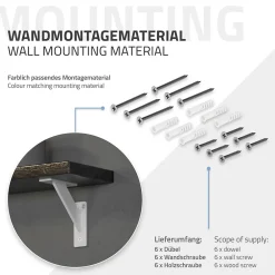 Ml-Design Equerre De Fixation-Lot 2 Equerres d'Etagere suspendue support mural en aluminium