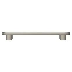 GoodHome Lot 6 poignées de meuble arrondi Minzh aluminium effet nickel satin gris l.121mm x l.25mm x H. 16mm entraxe 96mm