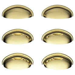 GoodHome Lot 6 poignées de meuble demi-ronde Armel effet laiton doré l.79mm x l.28mm x H. 26mm entraxe 64mm