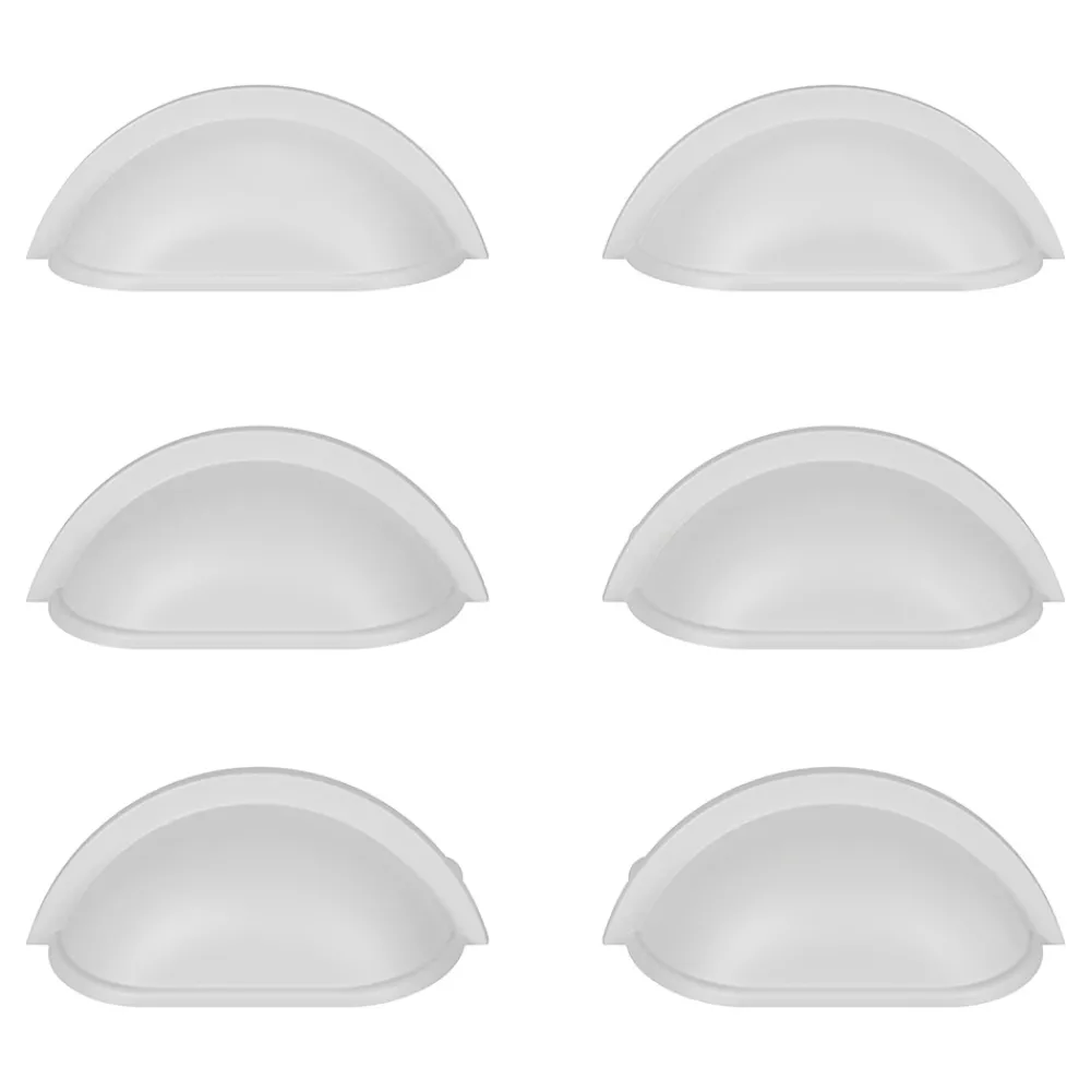 GoodHome Poignée De Meuble-Lot 6 poignées de meuble demi-ronde Govlin mat blanc l.81mm x l.30mm x H. 30mm entraxe 64mm