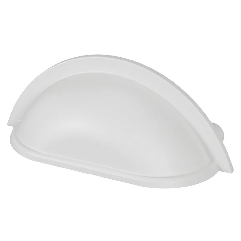 GoodHome Poignée De Meuble-Lot 6 poignées de meuble demi-ronde Govlin mat blanc l.81mm x l.30mm x H. 30mm entraxe 64mm