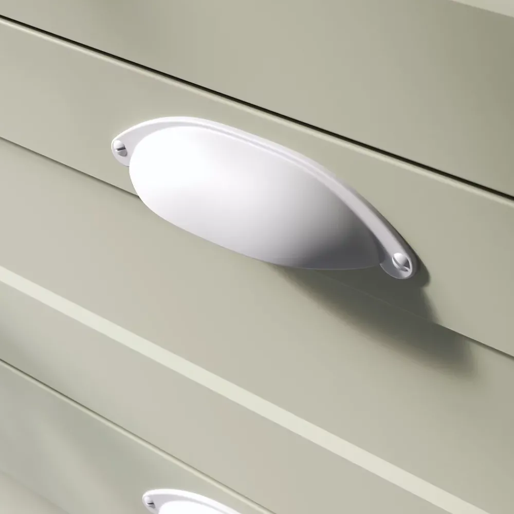 GoodHome Poignée De Meuble-Lot 6 poignées de meuble demi-ronde Govlin mat blanc l.81mm x l.30mm x H. 30mm entraxe 64mm