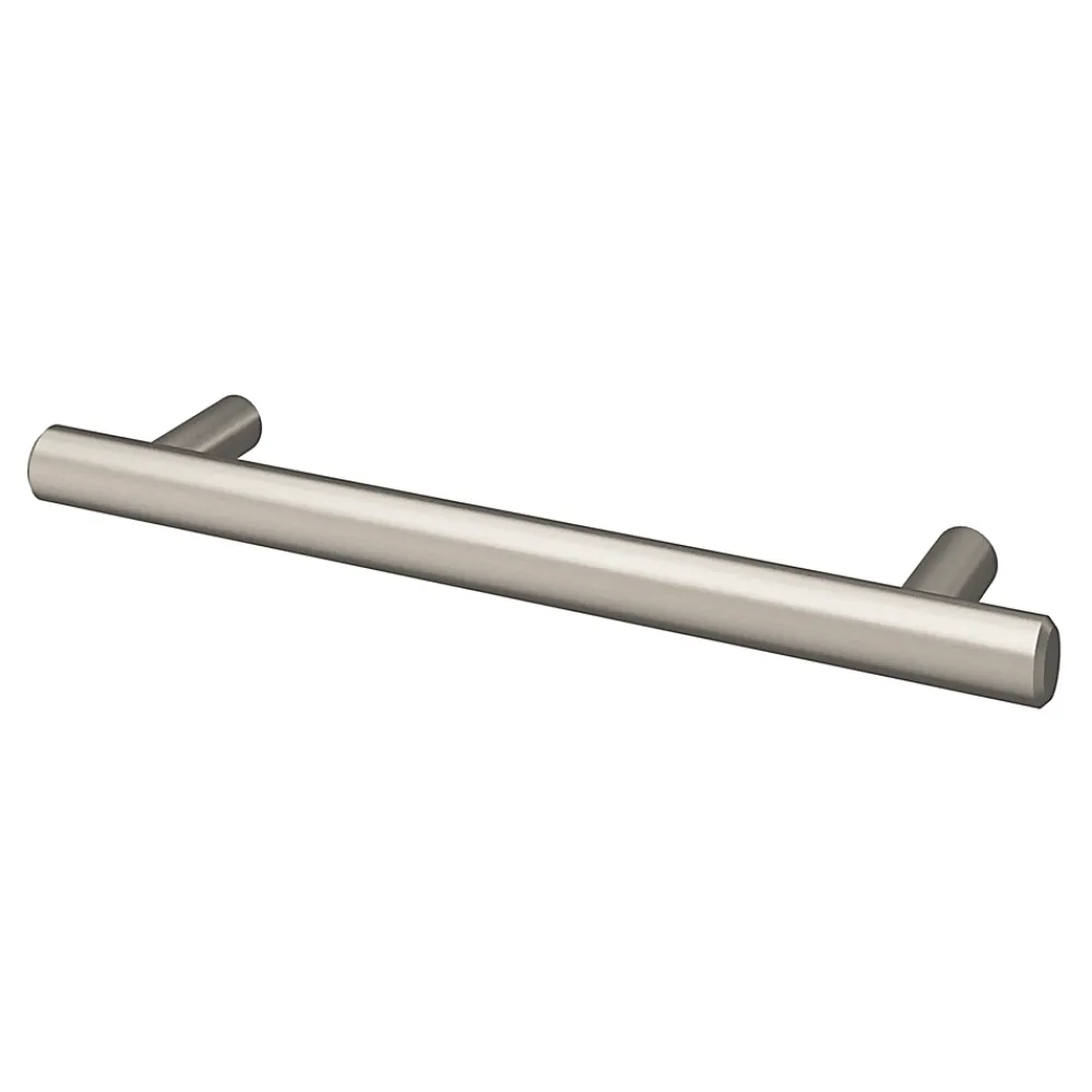 GoodHome Lot 6 poignées de meuble en T Dizel acier effet nickel satin gris l.168mm x l.12mm x H. 35mm entraxe 128mm