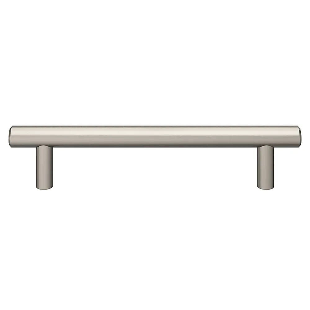 GoodHome Lot 6 poignées de meuble en T Dizel acier effet nickel satin gris l.168mm x l.12mm x H. 35mm entraxe 128mm
