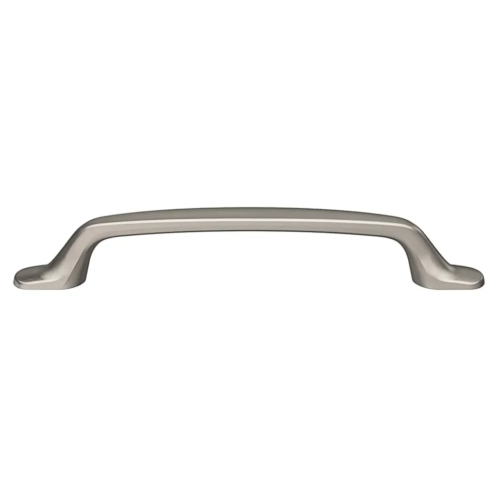 GoodHome Poignée De Meuble-Lot 6 poignées de meuble nœud Govlin aluminium effet nickel satin gris l.164mm x l.20mm x H. 24mm entraxe 128mm