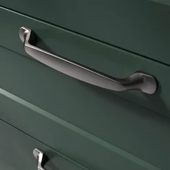 GoodHome Poignée De Meuble-Lot 6 poignées de meuble nœud Govlin aluminium effet nickel satin gris l.164mm x l.20mm x H. 24mm entraxe 128mm